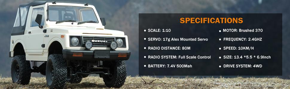 ARRIS 1/10 RC Rock Crawler 4x4, WPL C74-1 Jimny JA11 Off-Road RC Truck with LED Lights, 2.4GHz RTR for Adults