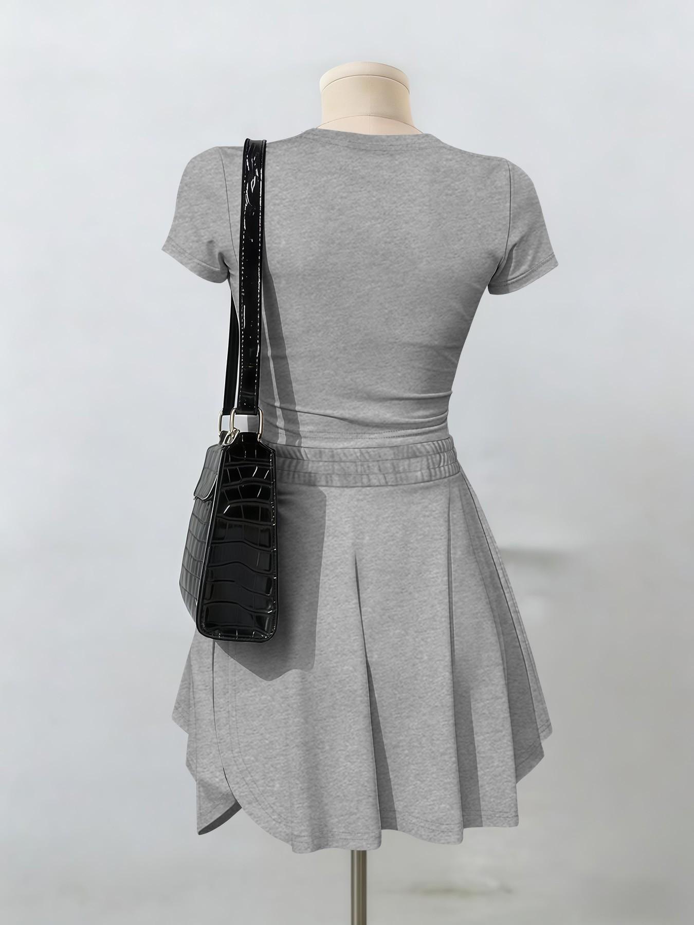 Women's Short Sleeve Casual Sporty Set, 2-Piece Women's Fashionable Daily Wear & Active Lifestyle Clothing, Stretchy Suit Set, Yoga Gym Outfits Women's Short Sleeve Casual Sporty Set, 2-Piece Women's Fashionable Daily Wear & Active Lifestyle Clothing, Stretchy Suit Set, Yoga Gym Outfits