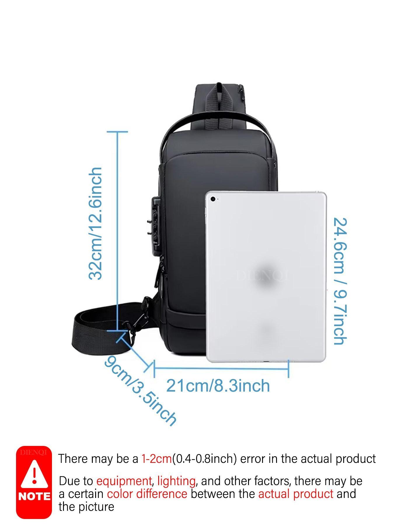 Fashion Motorcycle Bike Sling Bags Waterproof Chest Bags Shoulder Crossbody Bag with USB Charging Port Lock Anti Theft Moto Bag for Men Male,Gift,Daily Use