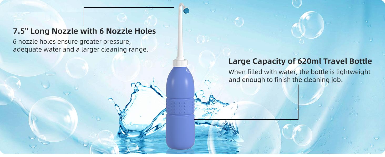 Hibbent Portable Bidet Sprayer and Travel Bidet with Hand Held Bidet Bottle for Personal Cleansing Use Extended Nozzle - Personal Hygiene Care Toilet Bidet Shower/Bathroom Bidet Spray -21.8oz(620ml) Handheld