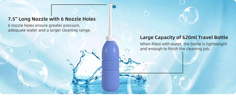 Hibbent Portable Bidet Sprayer and Travel Bidet with Hand Held Bidet Bottle for Personal Cleansing Use Extended Nozzle - Personal Hygiene Care Toilet Bidet Shower/Bathroom Bidet Spray -21.8oz(620ml) Handheld