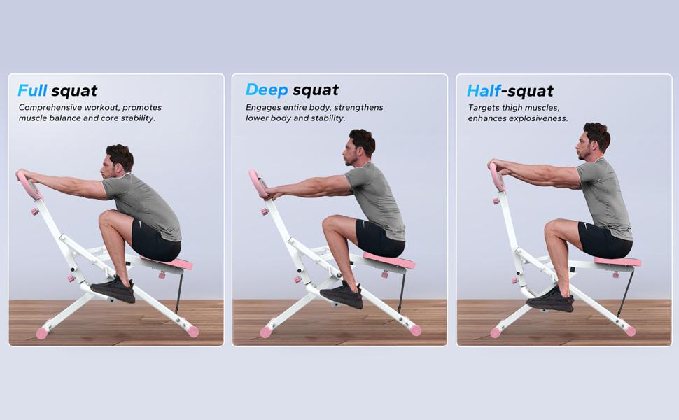 【Hufaut 】Squat Machine for Home,Exercise Machine,330lbs Foldable,Ride & Rowing Machine for Botty Glutes Butt Thighs,Ab Back/Leg Press Hip Thrust