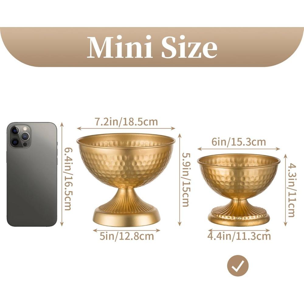 2/10pcs Gold Urn Vase for Flowers - Wedding Table Decoration Centrepieces Set of 2 Vintage Metal Vases for Artificial Flowers Small Hammered Vase for Birthday Party Christmas Anniversary