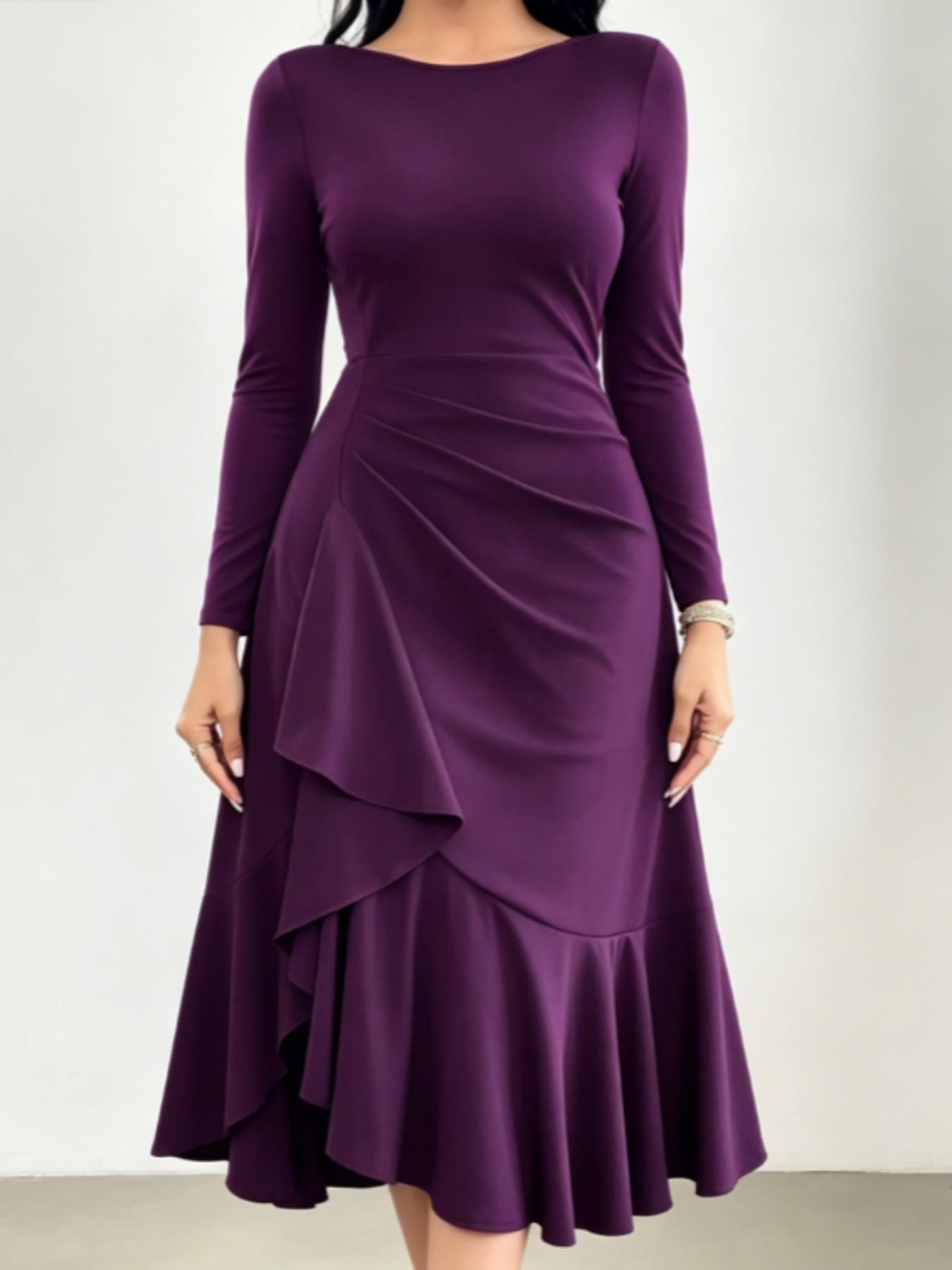Elegant Long Sleeve Waist-Cinch Formal Evening Gown, Party Dress, Slimming Fish Tail Skirt Design, High-End Fashion Dress for Special Occasions