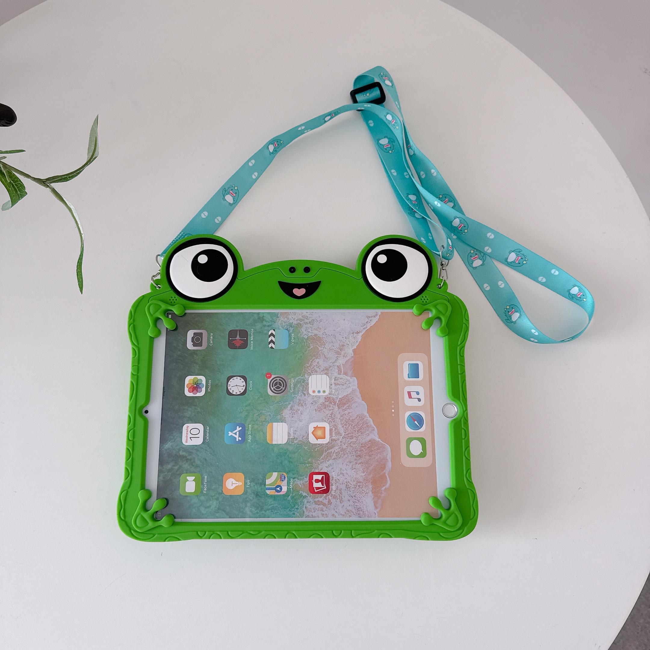 Cute Frog Tablet Case for Kids, Soft Silicone Protective Cover, 360° Rotating Stand, Cartoon Design, Compatible with iPad 7th-10th & Air 11-Inch, Tablet Accessories