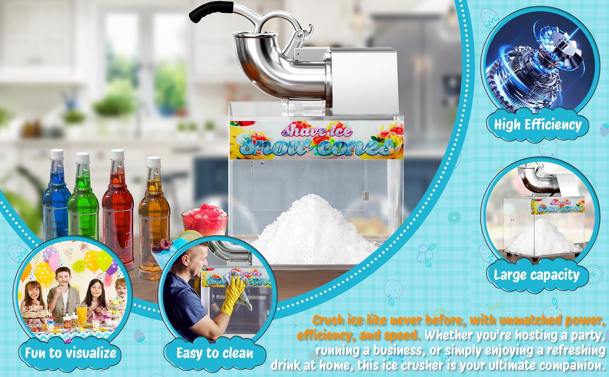Commercial Snow Cone Machine - 48L Commercial Shaved Ice Machine for Snow Cones, 300W Electric Fluffy Snow Cone Maker for Party, Suitable for Party Activities, Family Gatherings, Sale