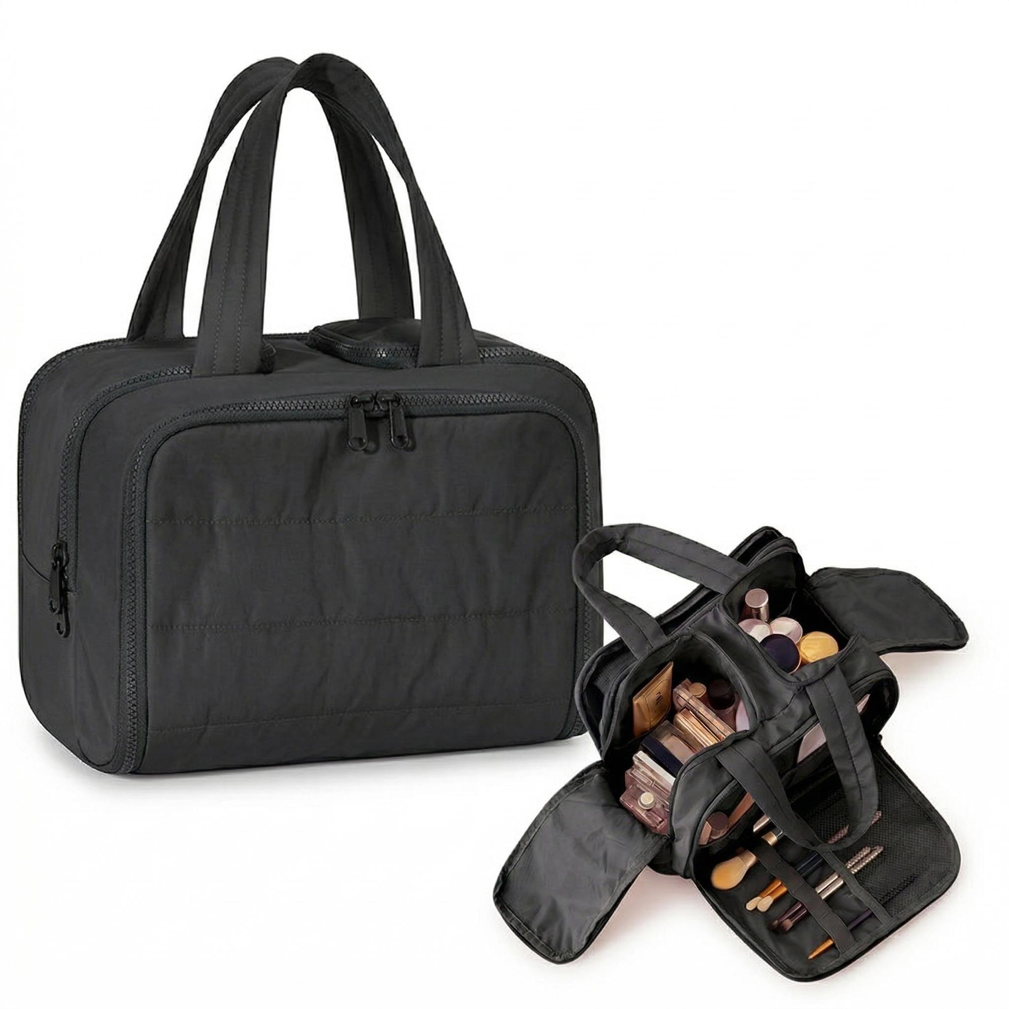 Large Capacity Quilted Toiletry Bag with 4 Multi-Compartments, Soft Padded Travel Cosmetic Organizer with Zip & Reinforced Handle, Aesthetic Makeup Pouch for Summer Use tiktokshopspringglowup Large Capacity Quilted Toiletry Bag with 4 Multi-Compartments, Soft Padded Travel Cosmetic Organizer with Zip & Reinforced Handle, Aesthetic Makeup Pouch for Summer Use tiktokshopspringglowup