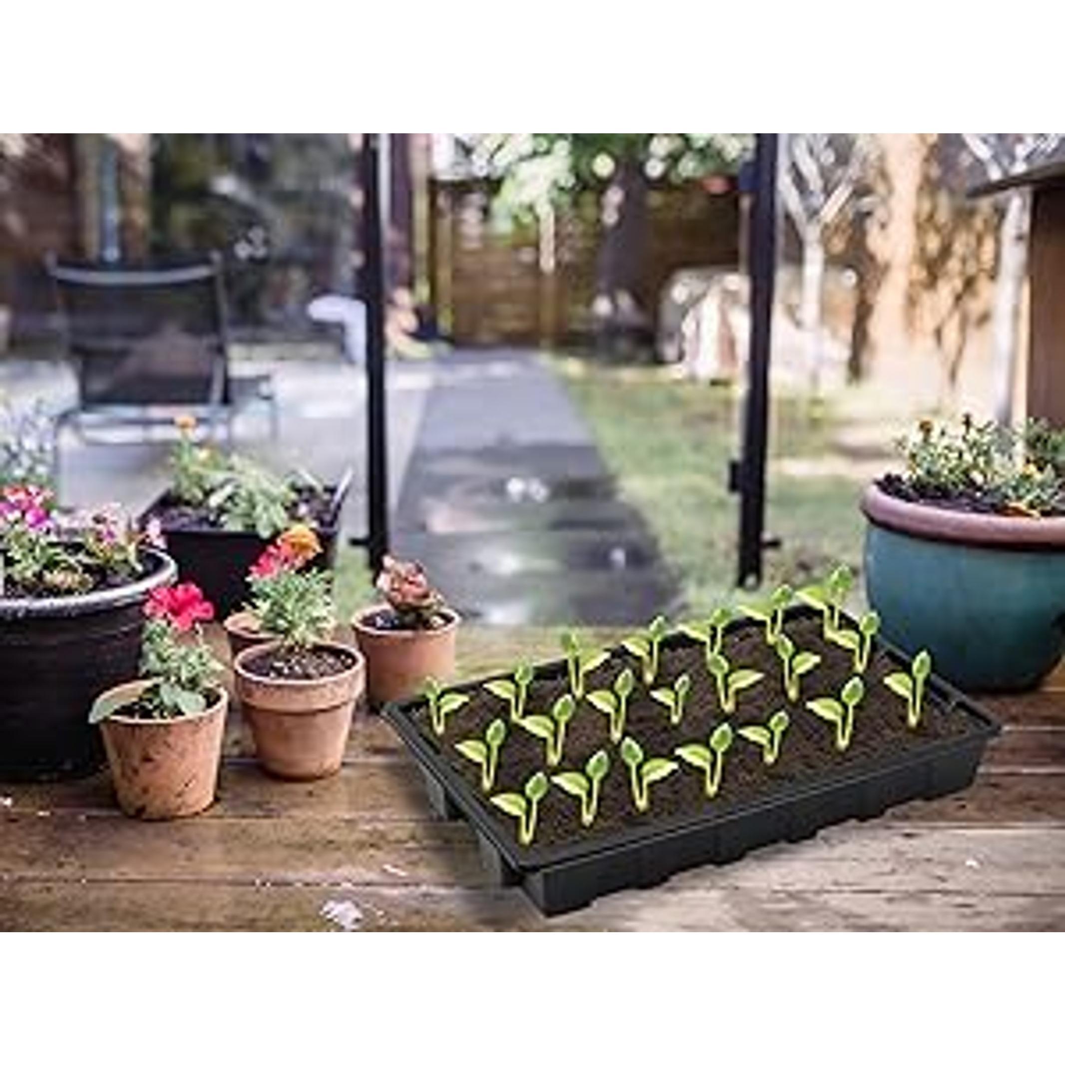 10 Pack Seed Trays, Reusable Plant Grow Trays, Ideal for Seed Starting, Microgreens, Indoor Gardening, and Greenhouse Nurseries - No Drain Holes, 14.5"x9"