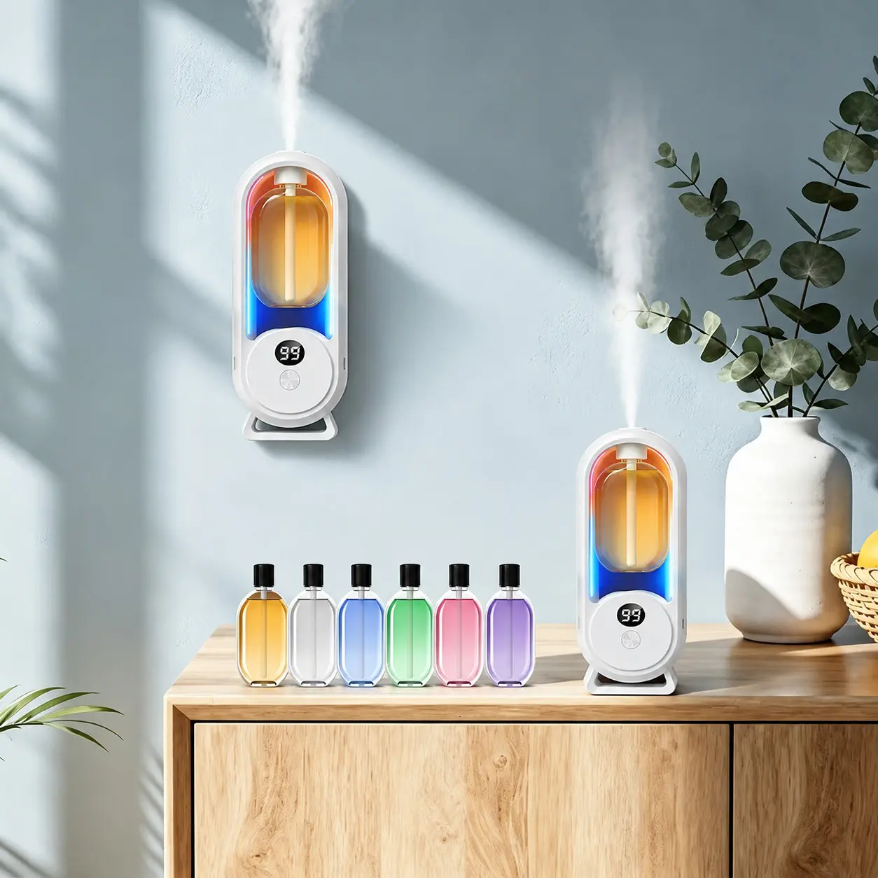 Portable Mini Spray Aroma Diffuser, Wall-Mounted Desktop Dual-Use Fragrance Machine, USB Rechargeable, Automatic Timed Spraying, Flower Scent Essential Oil, Strong Odor Removal, For Office & Home Use, Aromatherapy Diffusers, Aromatherapy Machines，Present