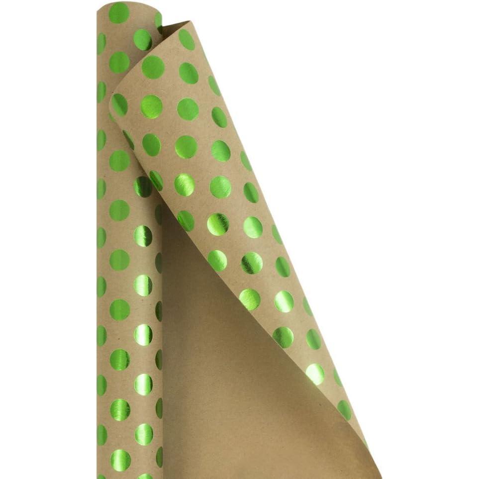 Wrap -  Wrapping  - 50 Sq Ft  - Red & Green Dots   - 2 Rolls/Pack