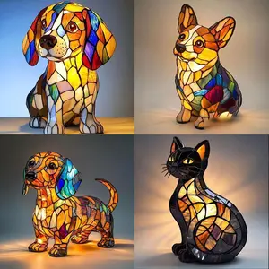 2026 new Resin Animal Tabletop Night Light with Warm Ambient Glow Cute Pet Dog Themed Led Creative Animals Table Lamp for Home Decoration