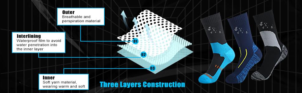 ISUNIE Waterproof socks breathable and warm,Women&men,Fashion Socks for skiing, outdoor, sports, mountaineering, camping, cycling