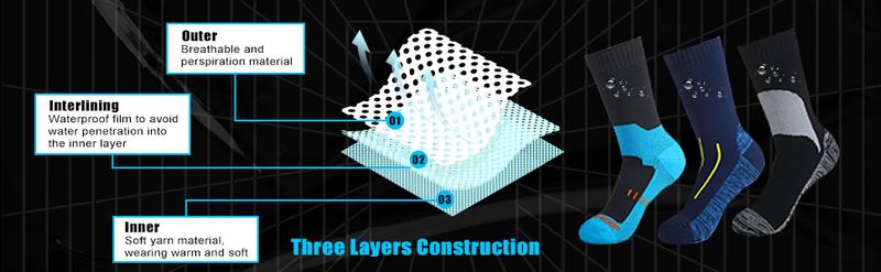 ISUNIE Waterproof socks breathable and warm,Women&men,Fashion Socks for skiing, outdoor, sports, mountaineering, camping, cycling