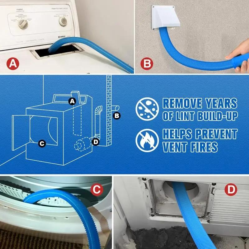 Dryer Vent Cleaning Kit with Adjustable Universal Adapter, Dryer Lint Vacuum Attachment, Blue Home Cleaning Tool, Essential Appliance Care