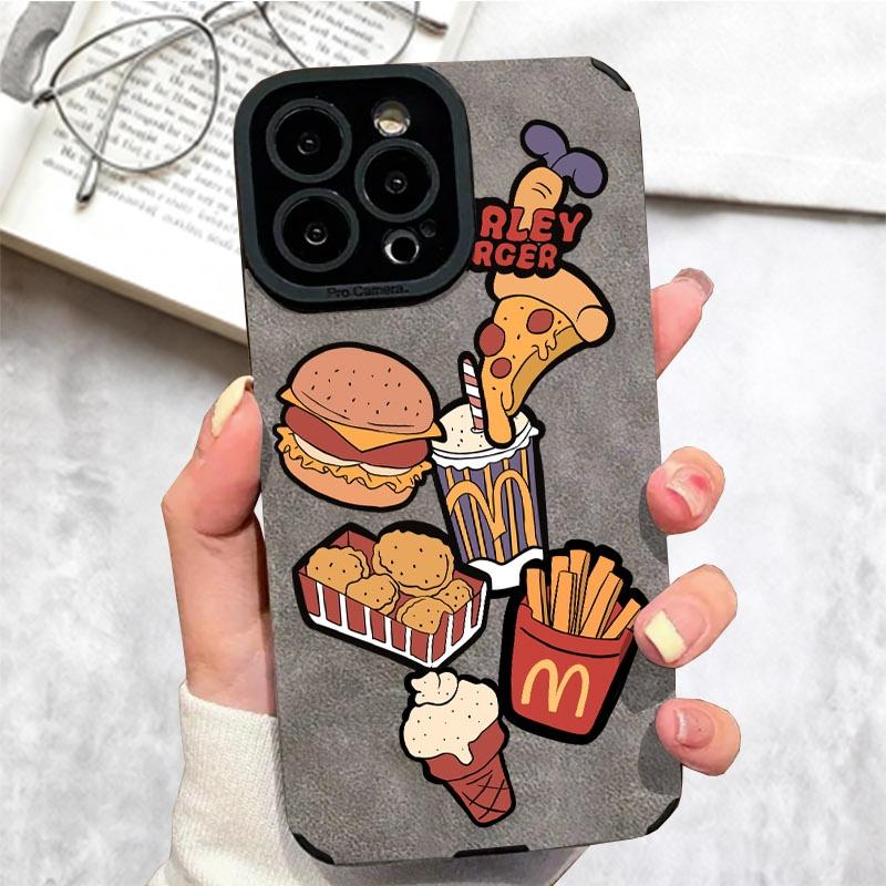 Fast Food Cartoon Phone Case, Multiple Colors/Specs Available, Durable Protective Cover for Phones, Stylish Design with Hamburger, Pizza, Fried Chicken & More, Perfect for Daily Use, Trendy Phone Accessory