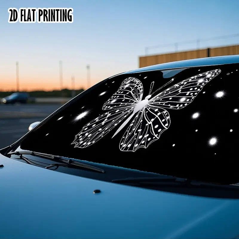 Starlight Rhinestone Butterfly Car Sunshade, Four-Layer Thick Aluminum Foil, UV Protection, Foldable, Fits Cars Suv Pickup Trucks