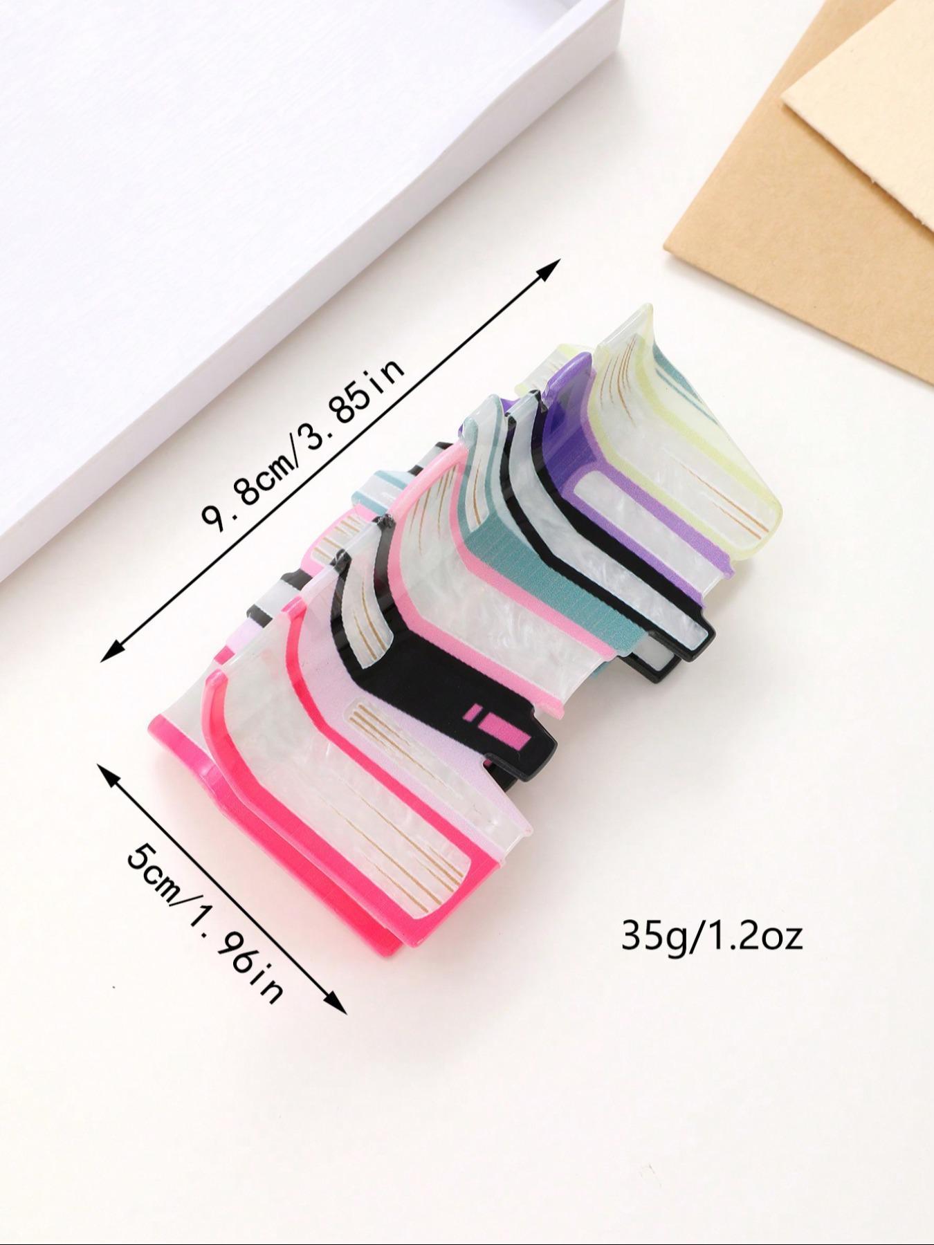 1/5-Pack Creative Bookshelf Hair Claw Clip – Cute Rainbow Color Block Acrylic Hair Accessories, Fun Book Lover Aesthetic Claw for Thick Hair, Large Non-Slip Hairpiece Gift for Daily Wear, Travel & Photoshoots