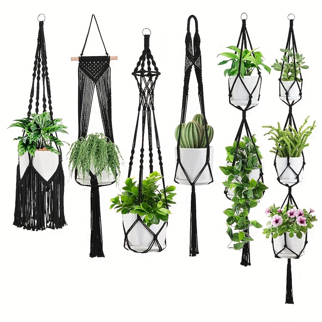 6-Pack Handmade Woven Plant Pot Hangers, Indoor And Outdoor Flower Pot Hanging Baskets, Handmade Woven Plant Hanging Stands, Suitable For Bohemian Home, Patio, And Garden Decoration (Plants And Flower Pots Not Included)
