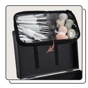 Joligrace Rolling Makeup Train Case Professional Cosmetic Trolley Nail Polish Organizer with 2 Large Drawers, Makeup Pouch for Artists Nail Technician Salon Cart Trunk Black