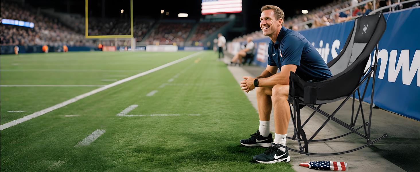 SLSY XXL Oversized Rocking Camping Chair for Adults, Fully Padded Folding Outdoor Lawn Chair with Cooler Bag & Side Pocket, Supports 400 lbs Portable Recliner SLSY XXL Oversized Rocking Camping Chair for Adults, Fully Padded Folding Outdoor Lawn Chair with Cooler Bag & Side Pocket, Supports 400 lbs Portable Recliner