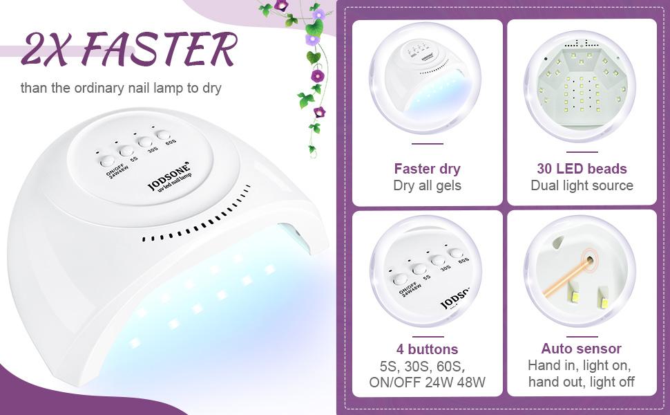 JODSONE 60 PCS Gel Nail Polish Kit with U V Light Base and Matte Glossy Top Coat Nail Gel Polish Soak off Manicure Accessory Tools Suitable for All Seasons JODSONE 60 PCS Gel Nail Polish Kit with U V Light Base and Matte Glossy Top Coat Nail Gel Polish Soak off Manicure Accessory Tools Suitable for All Seasons