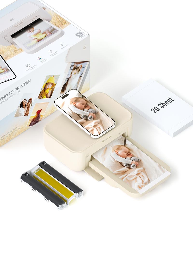 Hanin 4x6 Photo Printer, Includes 20 Sheets & 1 Ribbon, Portable Thermal Dye Sublimation Printer with AR Video Printing, Valentine's Day Gift