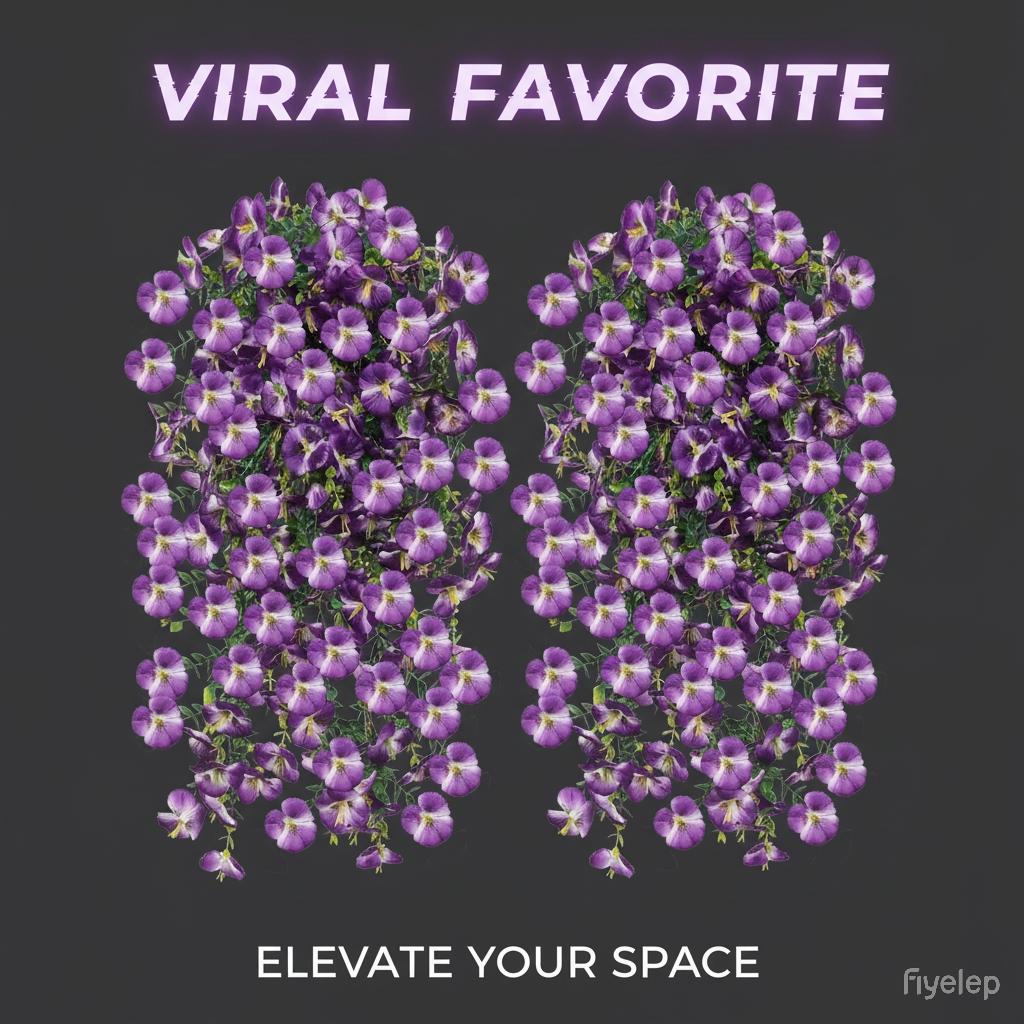 2 Piece Artificial Hanging Flowers, Fake Eucalyptus Violet Bougainvillea Vine UV Resistant, Wall Decor for Home Garden Wedding