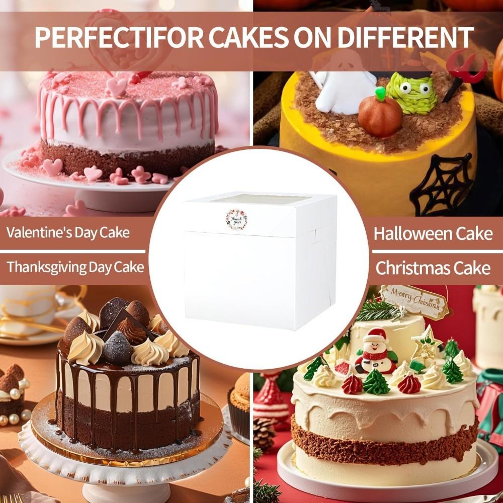 10pcs Cake Boxes, Cake Carrier with Large Window, Ideal for Baking Cookies, Pies, Paper Cups, Pastries, Bakery Transport Containers