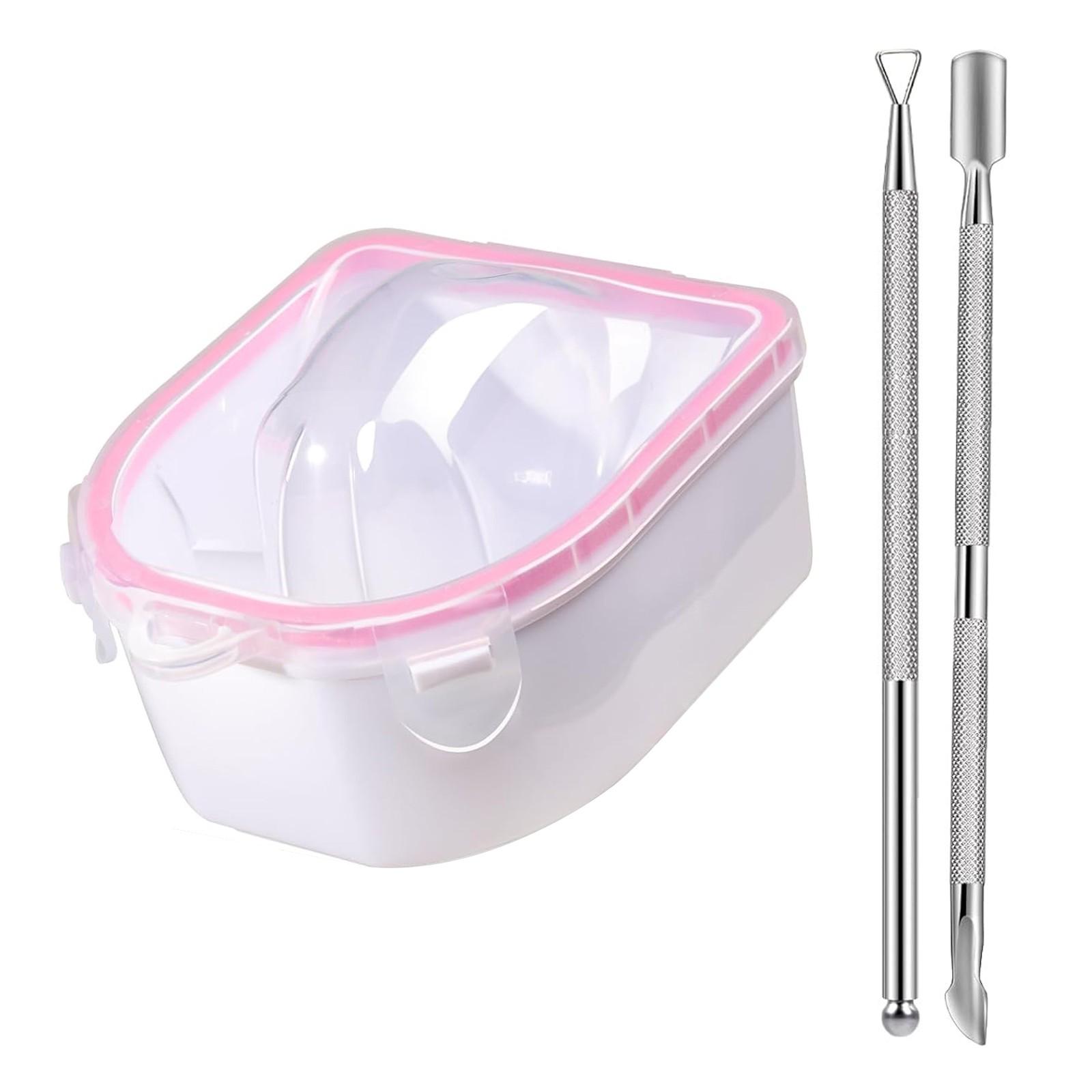 3-Piece Silicone Plastic Hand Bowl Exfoliation Set, 2-Layer Nail Art Soak Bowls, Essential Manicure Dead Skin Pusher Tool Kit