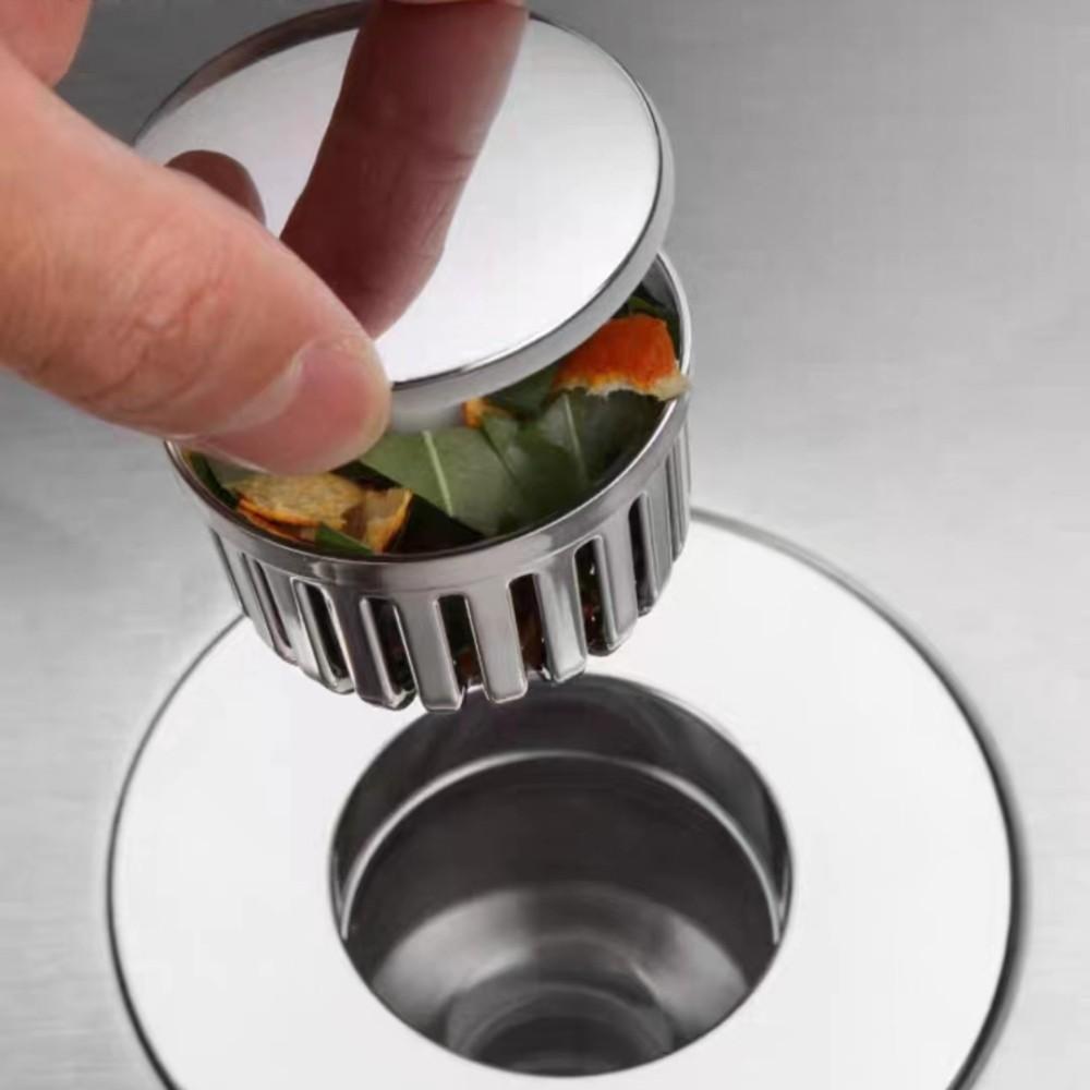 Kitchen Sink Filter Bounce Core, Leak Proof Drain Plug, Anti-Odor, Anti-Clog Press Type Floor Drain Stopper, Easy Solution for Clogs