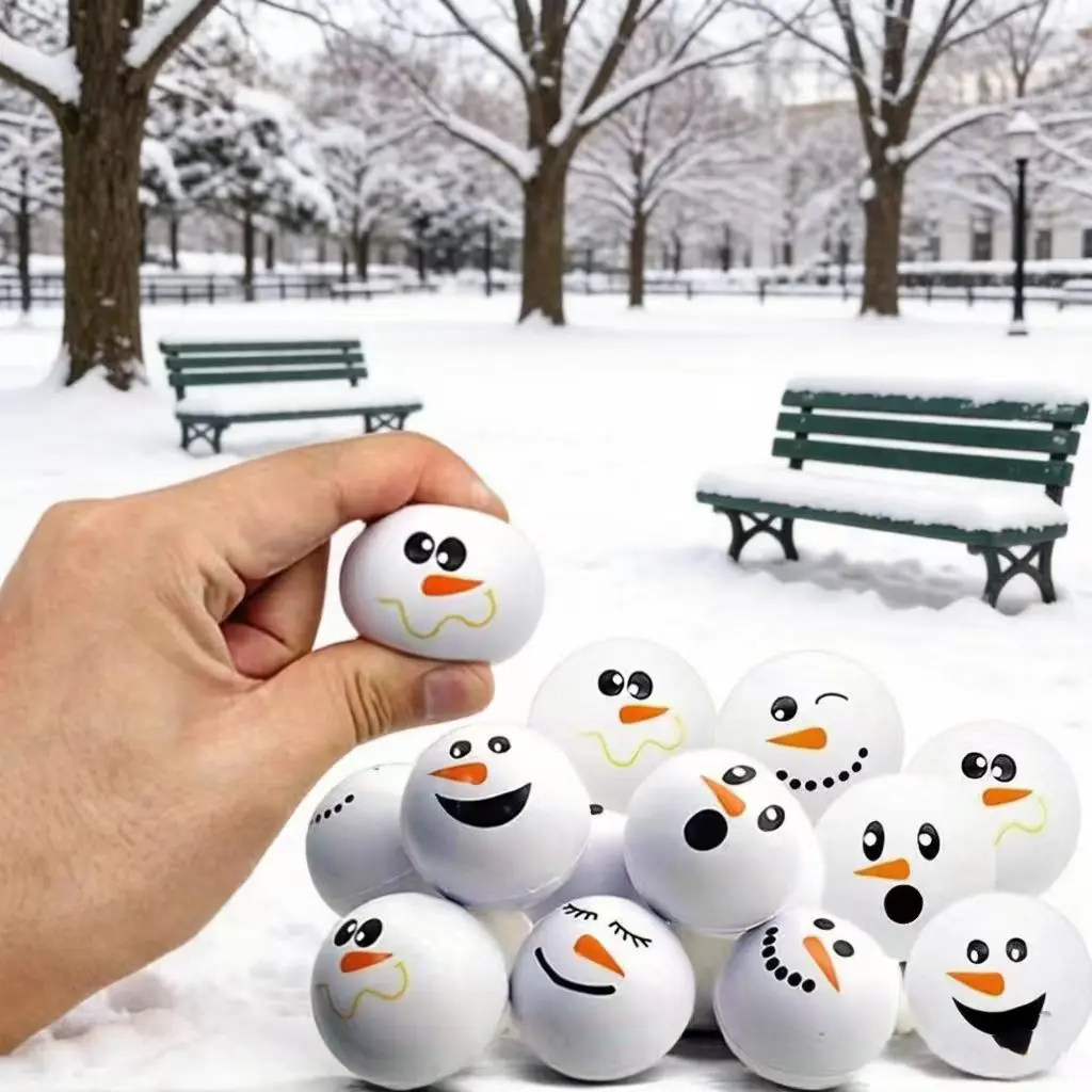 20pcs New 4cm PU Ball Christmas Snowflake Snowman Balls, Various Expressions, Holiday Decorations, Party Supplies, Gift Ideas