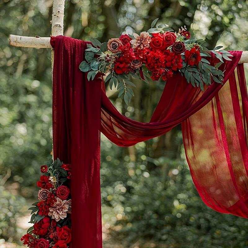 High-End New Door Three-Piece Set, Floral Archway Decor, Realistic Flower Wedding Decoration, Factory-Archived Marriage Gate