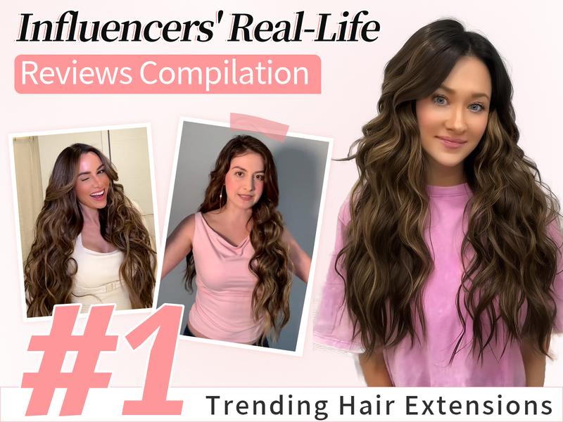 ORSUNCER Hair Clip Extensions Long Wave 4PCS Thick Hairpieces For Women In Synthetic Nature Color To Chestnut Fiber Double Weft Hair Extension Easy To Go