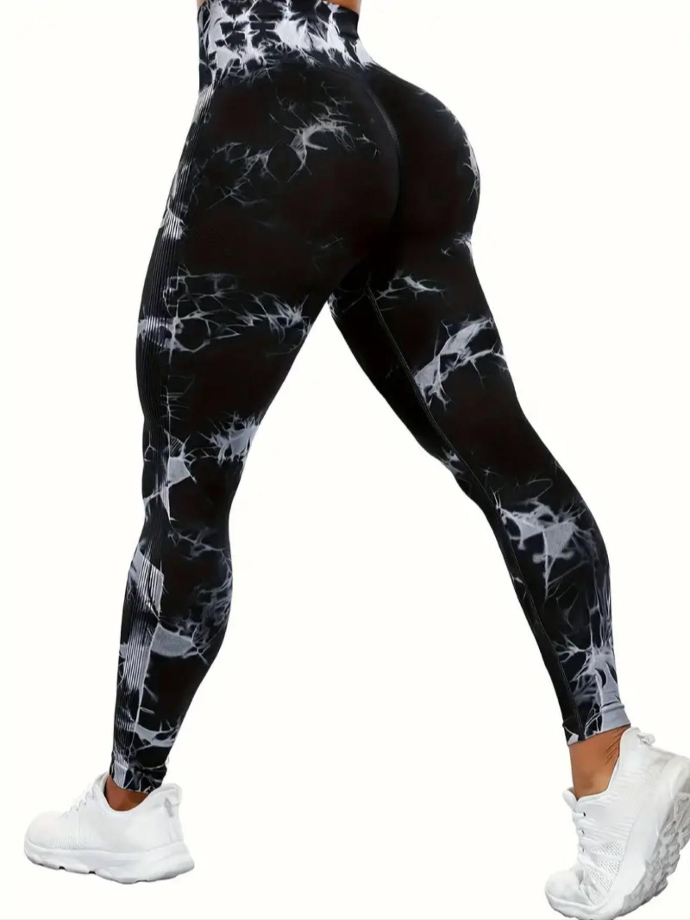 Women's Tie Dye Print High Waist Scrunch Sports Leggings, Seamless High Stretch Skinny Pants, Ladies Sportswear for Indoor Outdoor Wear