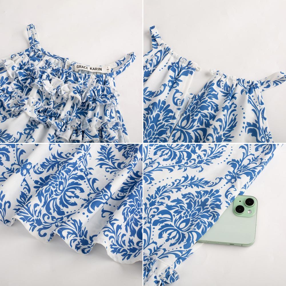 【Runs Large | Size Down】Grace Karin Women's Maxi Boho Dress Casual Summer Loose Long Floral Sundresses Flowy Halter Tiered Beach Vacation Outfits SpringStatements