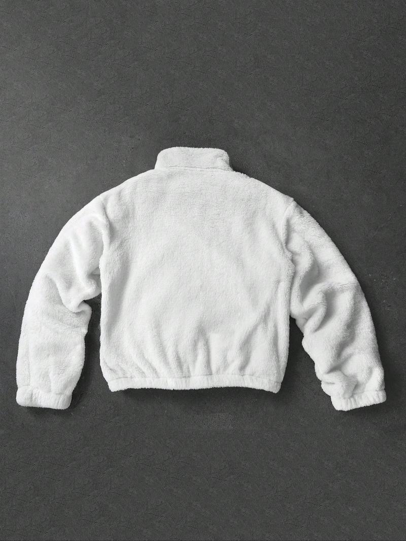 Men's Faux Fur Jacket with Star Pattern, High Durability, Y2K，Full Sleeve Design, Front Zipper, Casual Commuter Wear, Gift for Him