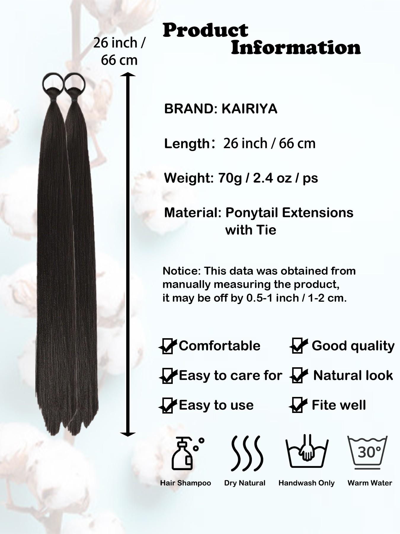 26 Inch Braid Ponytail Extension 2-Pack - Straight Sleek Wrap-Around Synthetic Hairpiece with Elastic Tie for Women, Perfect for Holiday Parties, Synthetic Extensions, Straight Synthetic Hairpieces