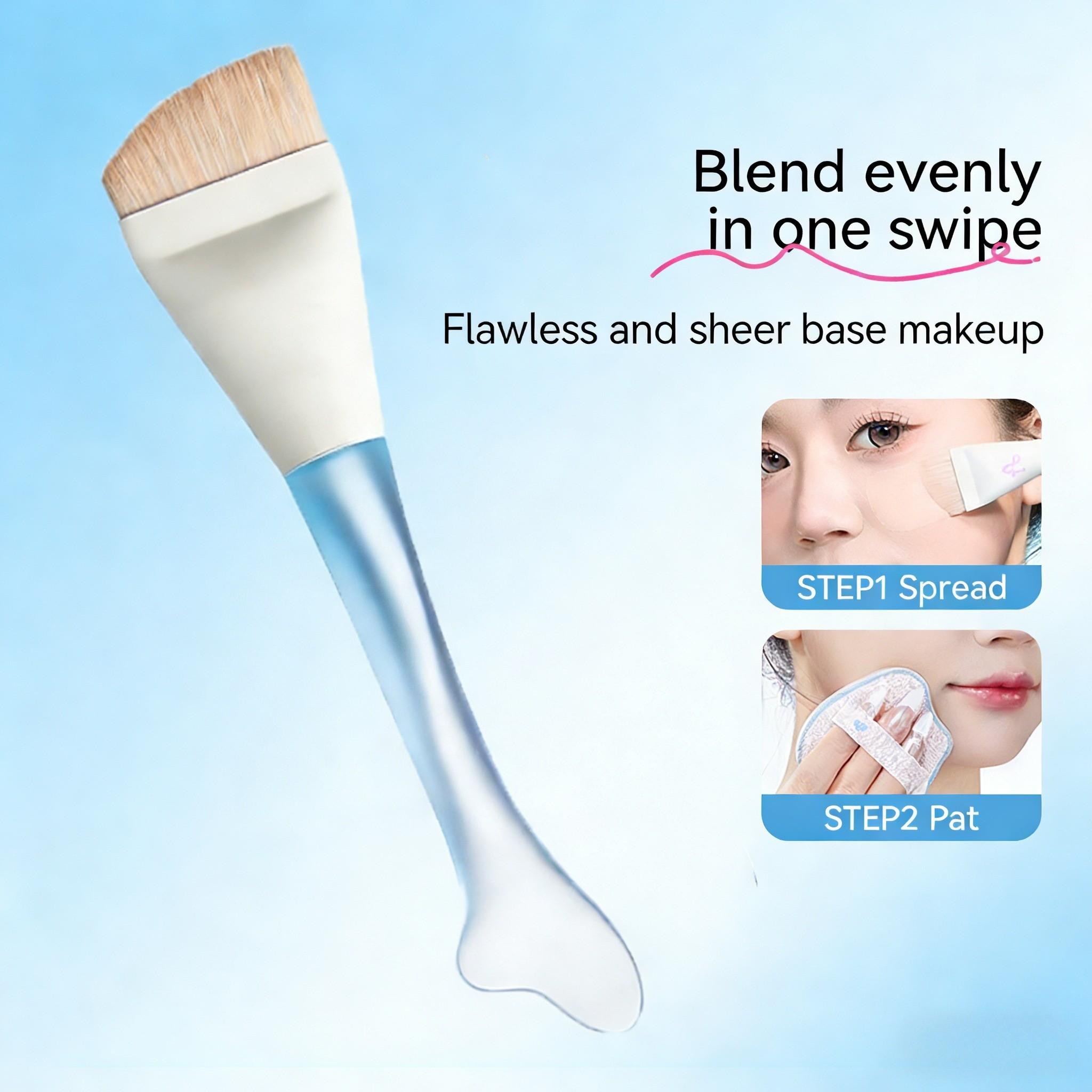 Fish Tail Foundation Brush, Thin Arc Flat Head Makeup Brush, One Stroke Design, No Powder, Smooth Tip, Ideal for Beginners