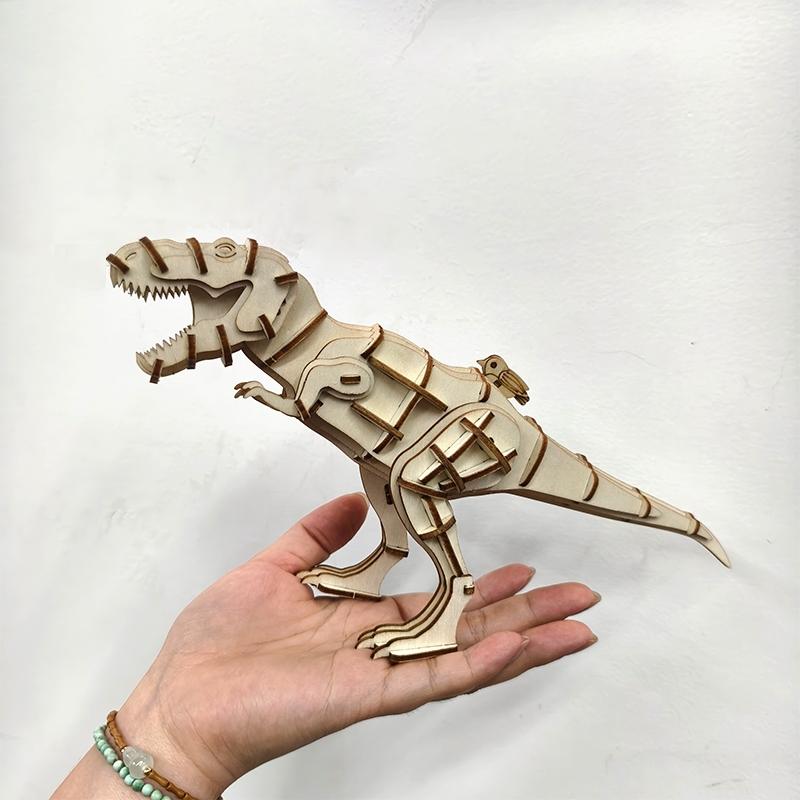 Small Tyrannosaurus Rex Wooden Puzzle, 3D Assembly Animal Model, Educational Toy, Realistic Animal Series Ornament, No Battery Needed