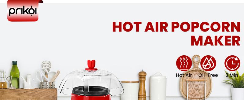 SUSTEAS Oil-free popcorn machine with hot air system for crispy pops, includes 4 bowls & cups (4-serving capacity).