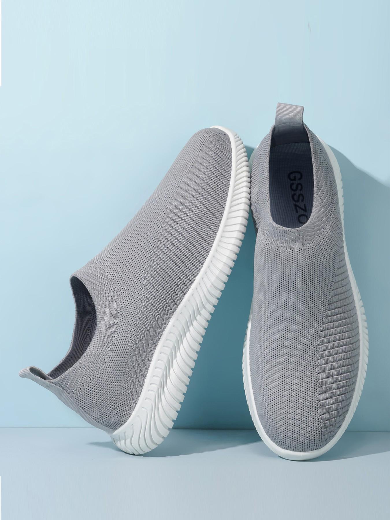 Men's One-Step Slip-On Lazy Shoes, Sporty Casual Sneakers, Textile Upper PVC Durable Sole, Skateboard Shoes, Home Office Outdoor Running