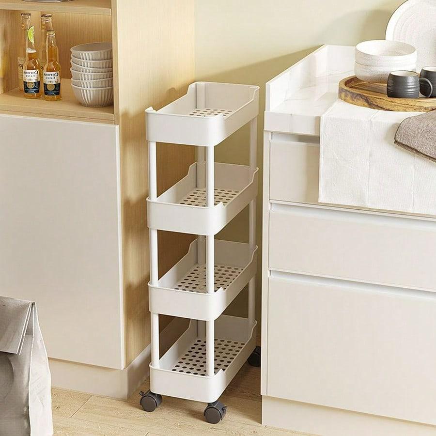 Multi-Layer Gap Storage Rack for Kitchen & Bathroom, Narrow Design for Refrigerator Sides, Refrigerator Organizer, Refrigerator Accessories, Ideal for Snacks & Small Items Organization