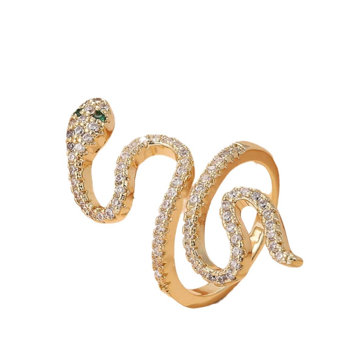 Unique Hip Hop Snake Wrap Ring, Full Cubic Zirconia Fashion Internet Celebrity Ring