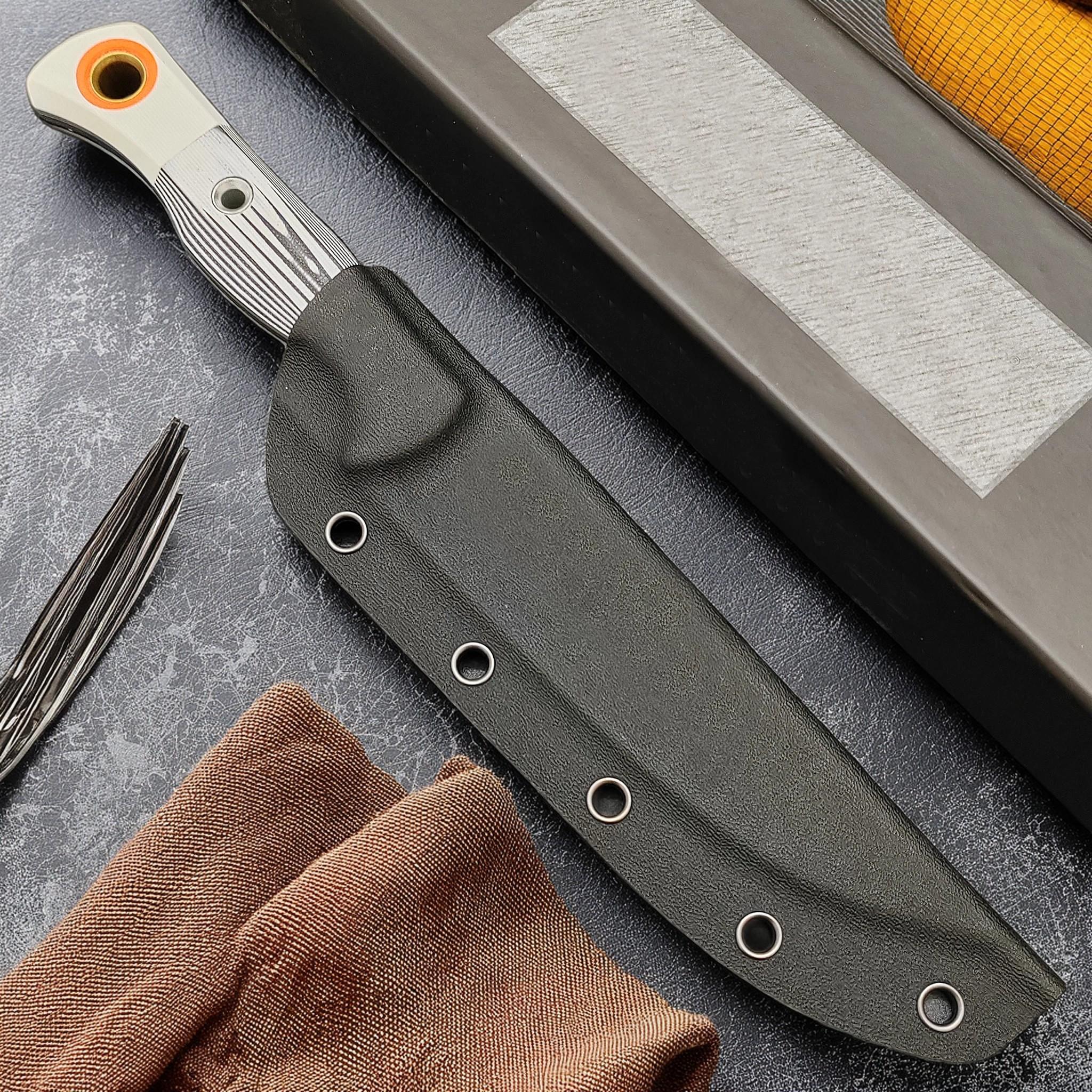 15500 Kitchen Household Fixed Knife D2 SteelBlade, Two-Tone Handle, with Kydex Sheath,Suitable for Cutting Meat and Fruit Specialized Knife
