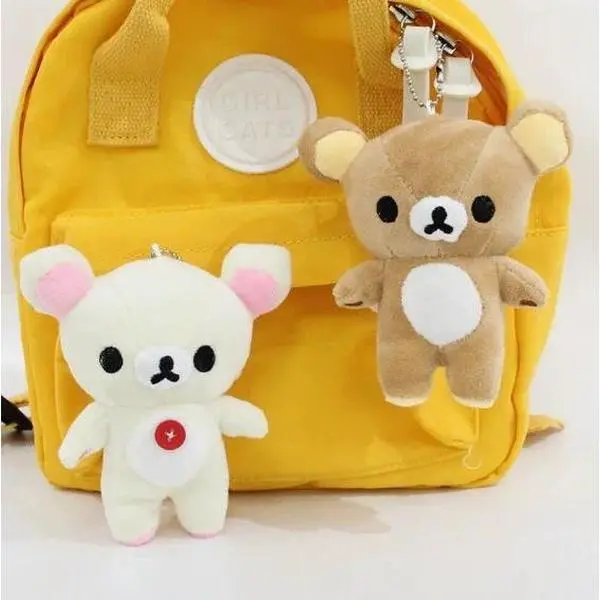 12cm Korilakkuma Bear Plush Keychains Cute RilakkumaKey Chain Keyholder Keyring Backpack Pendant Toys Charm Keychain Accessories