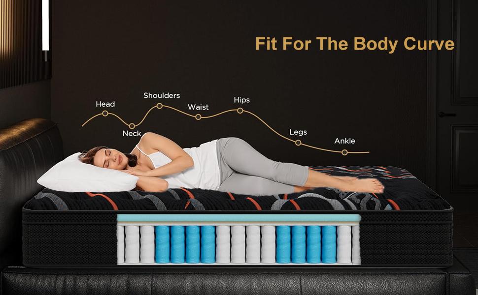 MRH 10”12”14-Inch Twin，Full，Queen，King，Luxury Hybrid Mattress -Memory Foamand Individual Pocket Springs for UltimateComfort and Support -Perfect for Family Roomsand Hotels in