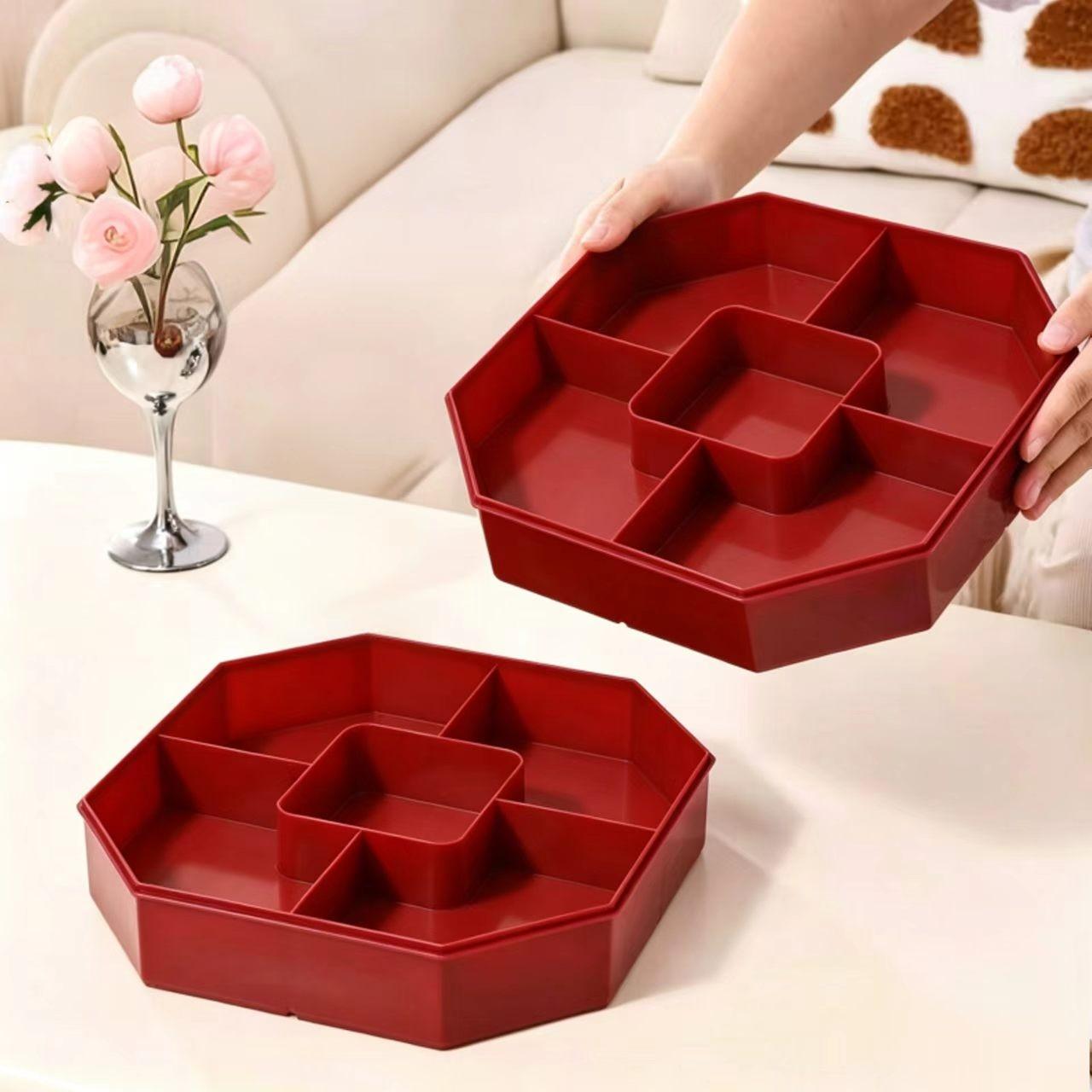 Outdoor Multi-Functional Fruit Tray, Segmented Covered Snack Candy Dish, Living Room Coffee Table High Aesthetic Luxury Dry Fruit Nut Storage Box