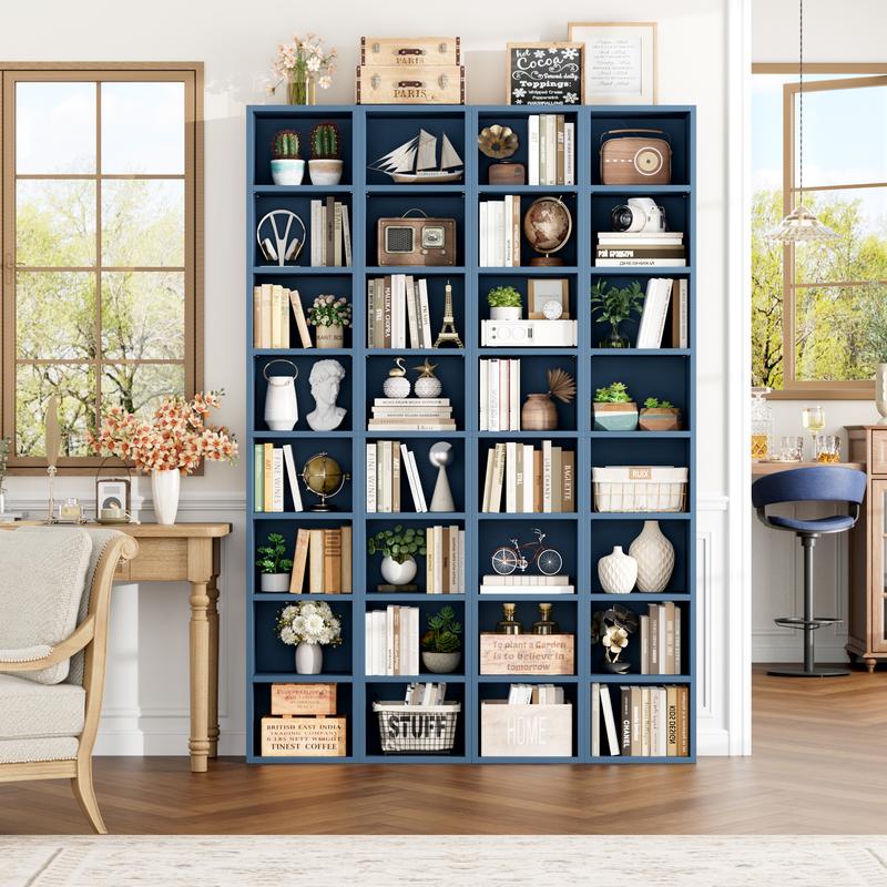 FOTOSOK 2 Pcs 71'' Tall Narrow Bookshelf, 8-Tier Media Tower Rack Set of 2, CD DVD Storage Cabinet with Adjustable Shelves, Tall Narrow Bookcase Skinny Display Bookshelf Slim Shelf