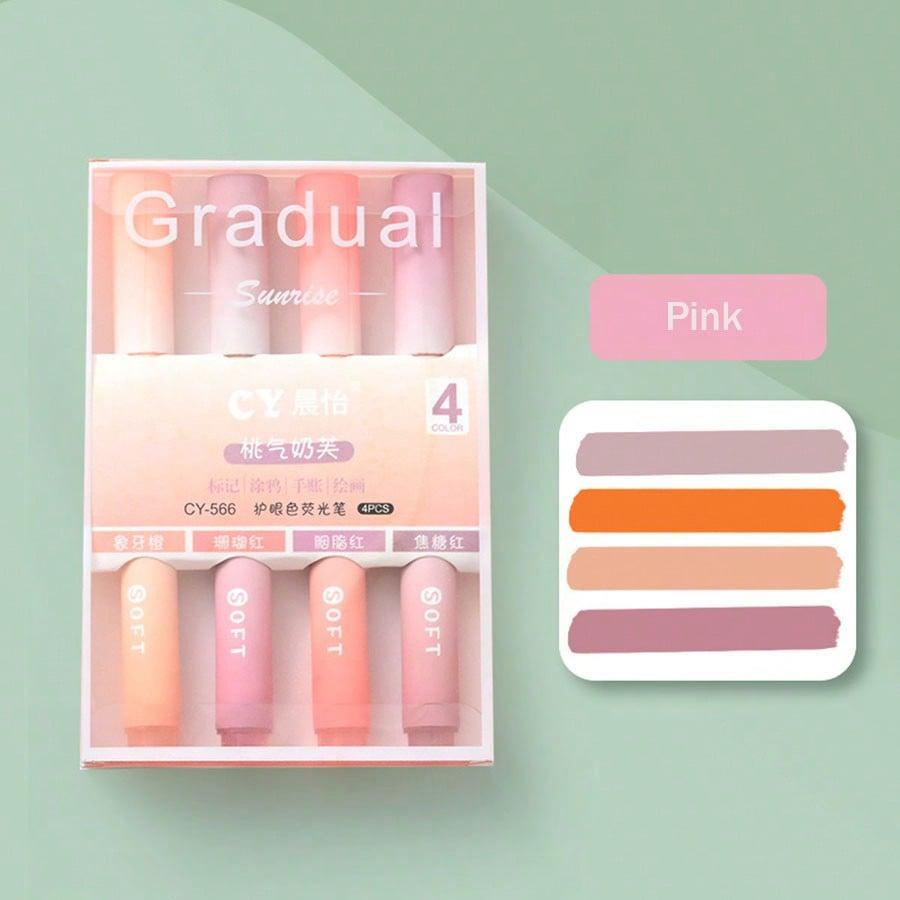 New Gradient Color Fluorescent Pen, High Aesthetic Large Capacity Highlighter Marker, Student Handwriting, Drawing, Note-Taking, Stationery