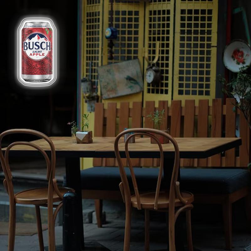 Beer Can Neon Light with Printed Apple Pattern, Wall Hanging, Neon Sign, Dimmable Glow Bar Art Neon Light, USB Powered, Suitable for Kitchen, Restaurant, Club, Man Cave, Beer Party